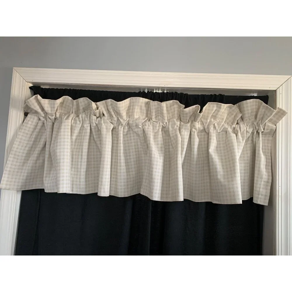 Croscill Beige Gingham Check Valance Curtain 17